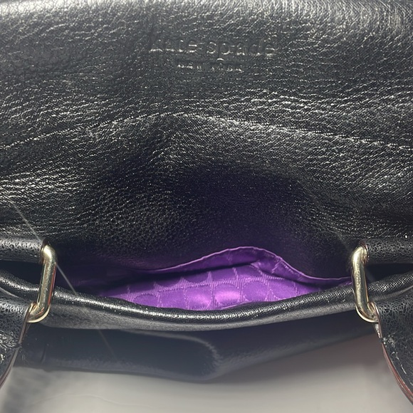 Kate Spade Soft Black Glittery Leather Shoulder Bag With Side Drawstring Closure - Picture 8 of 10